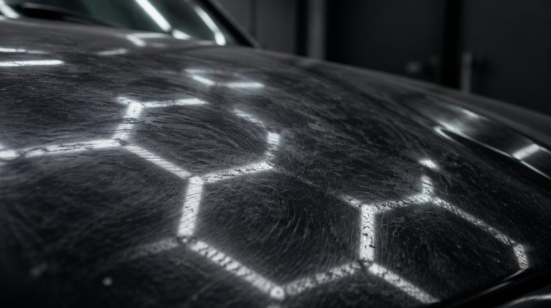 Μαύρο καπό όπως ήρθε: δίνες και θολούρα σπάνε την ανάκλαση του εξαγωνικού φωτός.